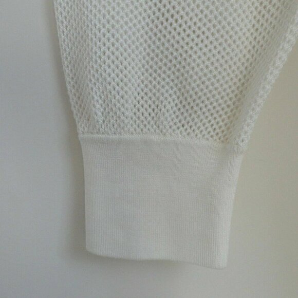 NWT AKRIS Foam White Cotton Silk Fine Net Knit Long Cardigan Sweater 12 - Picture 4 of 7